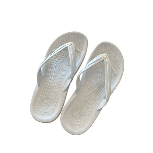 Crocs Unisex Classic Flip Flops M8 / W10 Light Gray Rubber Slip-Resistant Comfor - Picture 1 of 9